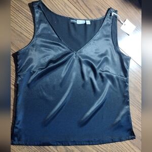 NWT Black Satin Sleeveless Top